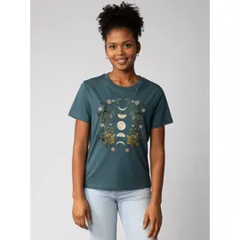 wat? APPAREL T-Shirt Moonphases & Flowers in Petrol | Gr.: 34