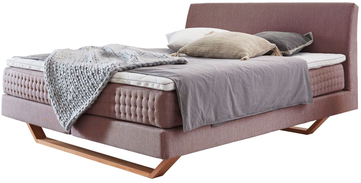 Boxspringbett 140x200 cm rosa mit gesteppter Matratze - Clarice