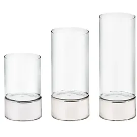 Edzard 3er-Set Windlicht Granada (Höhe 15/20/25 cm, silberfarben