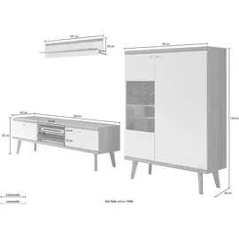 Home Affaire Wohnwand HOME AFFAIRE "Merle", braun (eiche riviera nb, weiß matt), B:260cm, Holzwerkstoff, Kastenmöbel-Sets, Wohnwand, mit besonderer Rahmenoptik