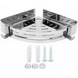 Eckregal Aus Edelstahl 304, 27,5 Cm, Wandmontierter Duschorganizer Mit 2 Haken, Für Bad, Wc Und Küche