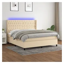 vidaXL Boxspringbett mit Matratze & LED Creme 180x200 cm Stoff