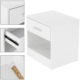 ML-Design Nachttisch mit Einer Schublade Offenem Fach, Weiß, Holz, 36,5x38,5x30cm,