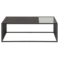 Actona Group Couchtisch Strington schwarzer Marmoroptik, gehärtetes Glas, rauchfarbenen, schwarz Marmor dekor. - Braun