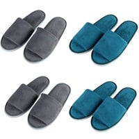 Teceyfeet 4 Paars Gästehausschuhe Set, Hausschuhe Herren Hotelslipper Winter warm Gästepantoffeln Damen Hochwertig Spa Slipper Waschbar Bequeme Frottierslipper Hausschuhe für Gäste - 43 EU