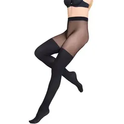 Lisca  Strumpfwaren Strumpfhose mit Strumpfhosen-Effekt übereinander  in Schwarz, EU M