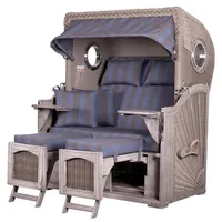 Bene living Strandkorb Komplettset Ammersee Mahagoni Bullauge washed grey