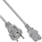 InLine Netzkabel, Schutzkontakt gerade auf Kaltgerätestecker C13, 5,0m, grau