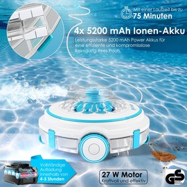 KESSER Poolroboter Aqua-9000 inkl. 4 x 5,2 Ah + Transporttasche