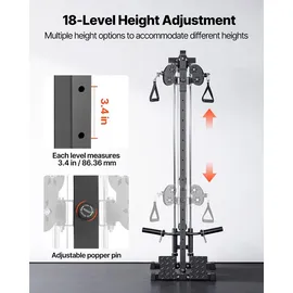 Vevor Latzugstation, 3-in-1 Latzugturm zur Wandmontage, Kraftstation bis ca. 227 kg mit Latzugstange Seilzug, Krafttraining für Rücken Arme Schultern Bauch, Latzugmaschine für Fitnesscenter Zuhause