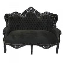 Casa Padrino Couch Barock 2-Sitzer Schwarz