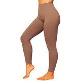 SMILODOX Damen High Waist Leggings Amaze Ripp, braun S