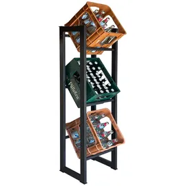 Quick Star Getränkekistenregal 39 x 30 x 140 cm Schwarz