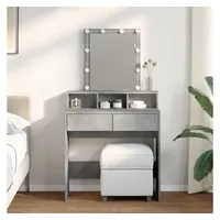vidaXL Schminktisch mit LED-Beleuchtung Betongrau 80x41x144,5 cm