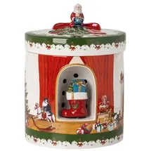 Villeroy & Boch Christmas Toys Paket rund, Santa bringt Geschenke, 17 x 17 x 22 cm, mehrfarbig