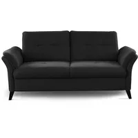 CAVADORE 3er Sofa Grönland / Skandinavische 3-Sitzer-Couch mit Federkern + Sitztiefenverstellung / 193 x 90 x 102 / Flachgewebe, Schwarz