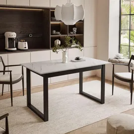 lookway ARTON II ausziehbarer Tisch 140 cm, Schwar, Schwarzmetall U-Beine - Schwarz