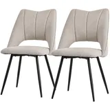 ML-Design Esszimmerstühle 2Er Set Beige aus Stoffbezug mit Rückenlehne