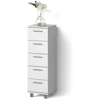 Livinity® Badschrank, Weiß, 5 Fächer, 5 Schubladen, Quadratisch, 30x95x30