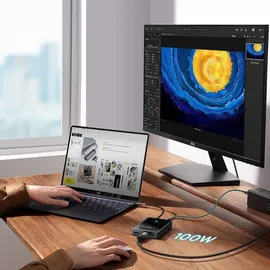 Baseus USB-C Hub 8-in-1 HDMI 4K@60Hz + HDMI 4K@30Hz + DisplayPort 8K@30Hz + VGA + 2 x USB-A 3.0 + 2 x USB-C 0 m Grau/Schwarz