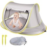 Baby Strandzelt Pop Up, UV-Schutz UPF 50+ Strandmuschel Pop-up Sonnenschirm Sun Shade Shelter für Kleinkind Einfacher Aufbau Strandschirm Baby für Strand, Reisen, Wandern, Camping, Angeln (Grau)