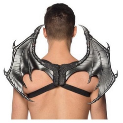 Metamorph Kostüm-Flügel Drachenflügel schwarz, Latex-Accessoire zum Umbinden schwarz