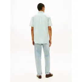 Tommy Hilfiger Kurzarmhemd TOMMY HILFIGER "LIGHT OXFORD SOLID", Herren, Gr. L, N-Gr, grün (crushed mint), Web, Obermaterial: 97% Baumwolle, 3% Elasthan, regular fit normal, Hemden, regular fit, Button-down-Kragen