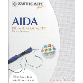 Marussia AIDA precut 14 ct. Stern-Aida 3706 Farbe 7011 hellgrau, Handarbeitsstoff für Kreuzstich 48x53cm