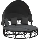 vidaXL Outdoor-Loungebett mit Dach und Kissen 200 x 150 x 30 cm Schwarz