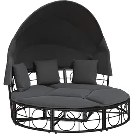 vidaXL Outdoor-Loungebett mit Dach und Kissen schwarz