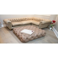 JVmoebel Ecksofa Ledersofa Ecksofa Sofa Couch Polster Chesterfield Eckgarnitur, Made in Europe beige