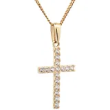 HOPLO Kreuzanhänger Anhänger Kreuz Zirkonia 333 Gold mit vergoldeter Silberkette 55 cm, Made in Germany 55 cm Unisex