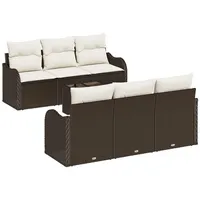 VidaXL 7-teiliges Garten-Sofa-Set mit Kissen in braunem Poly-Rattan
