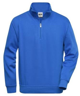 Workwear Half Zip Sweat Sweatshirt mit Stehkragen und Reißverschluss blau, Gr. 3XL