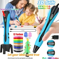 3D Stifte Set 3D Druck Stift mit 12Farben 120ft PLA Filament 3D Pen DIY Kinder