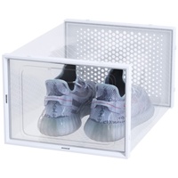 8 Stück Schuhboxen, Schuh-Aufbewahrungsboxen, transparenter Kunststoff, stapelbar, Schuh-Organizer, große Größe mit Deckel für Damen/Herren, 35 x 25 x 19 cm (weiß, 1 Stück)