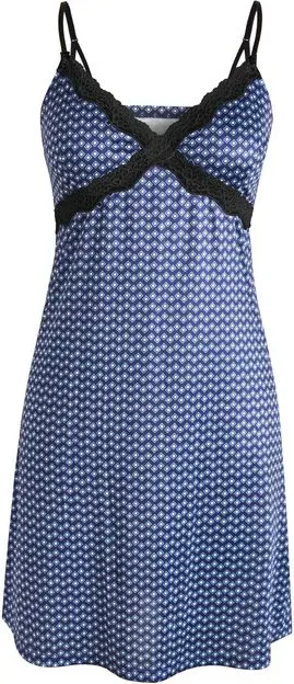 IZURIA Schwarzes schmales Spitzenkleid mit V-Ausschnitt und marineblauen Trägern, Größe XL