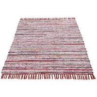 carpetfine Kelim Chindi, rot, 60x110 cm | Moderner Teppich für Wohn- und Schlafzimmer