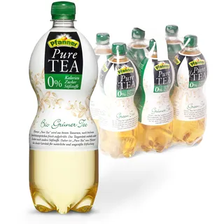 Pfanner Pure Tea Grüner Tee (6 x 1 l) – Eistee ohne Zucker und ohne Süßstoffe - Bio Tee mit Zitronensaft – im Vorratspack