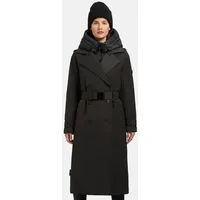 khujo Damen Wintermantel warmer Trenchcoat mit Taillengürtel und abnehmbaren Kragen Elena-YM Space Grey Gr. XXL - XXL