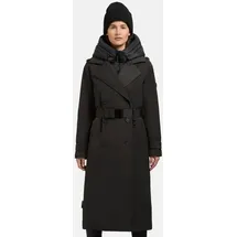 khujo Damen Wintermantel warmer Trenchcoat mit Taillengürtel und abnehmbaren Kragen Elena-YM Space Grey Gr. XXL - XXL