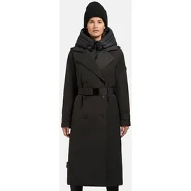 khujo Damen Wintermantel warmer Trenchcoat mit Taillengürtel und abnehmbaren Kragen Elena-YM Space Grey Gr. XXL - XXL
