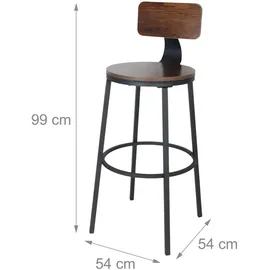 Relaxdays Barhocker 2er Set 99 x 54 cm Braun/Schwarz