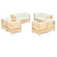 vidaXL Garten-Lounge-Set 8-tlg. creme Kiefernholz