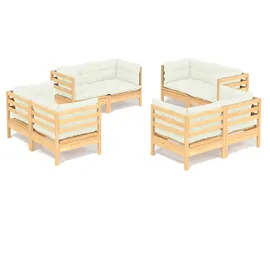 vidaXL Garten-Lounge-Set 8-tlg. creme Kiefernholz