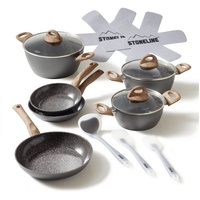 STONELINE STONELINE® CERAMIC Back to Nature Kochgeschirr-Set, 14-tlg., Keramik-Beschichtung, mit Glasdeckeln,