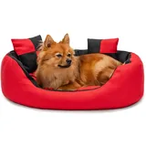 LIONTO Hundebett 4-in-1 S 65 x 50 cm rot/schwarz