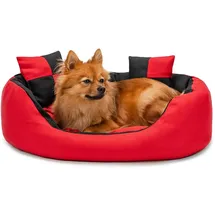 LIONTO Hundebett 4-in-1 S 65 x 50 cm rot/schwarz