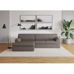 Ecksofa DOMO COLLECTION "Topper L-Form", braun (schlamm), B:245cm T:155cm, Sofas, mit Recamiere, wahlweise mit Schlaffunktion
