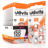 120 Hörgerätebatterien Udivita Größe 13 Phono Pulse Technologie - 20 Blister à 6 Batterien